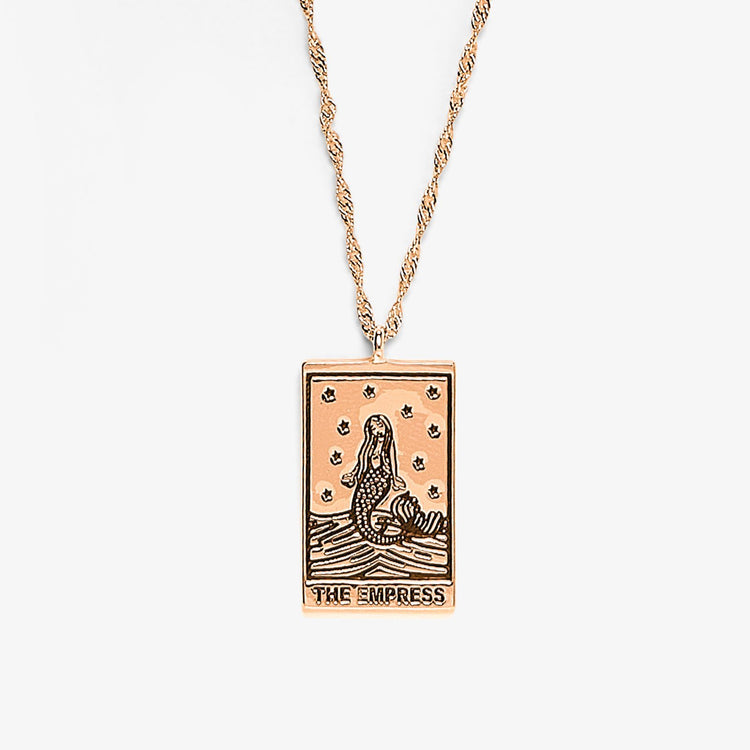 Rose Gold Empress Tarot Card Pendant Necklace